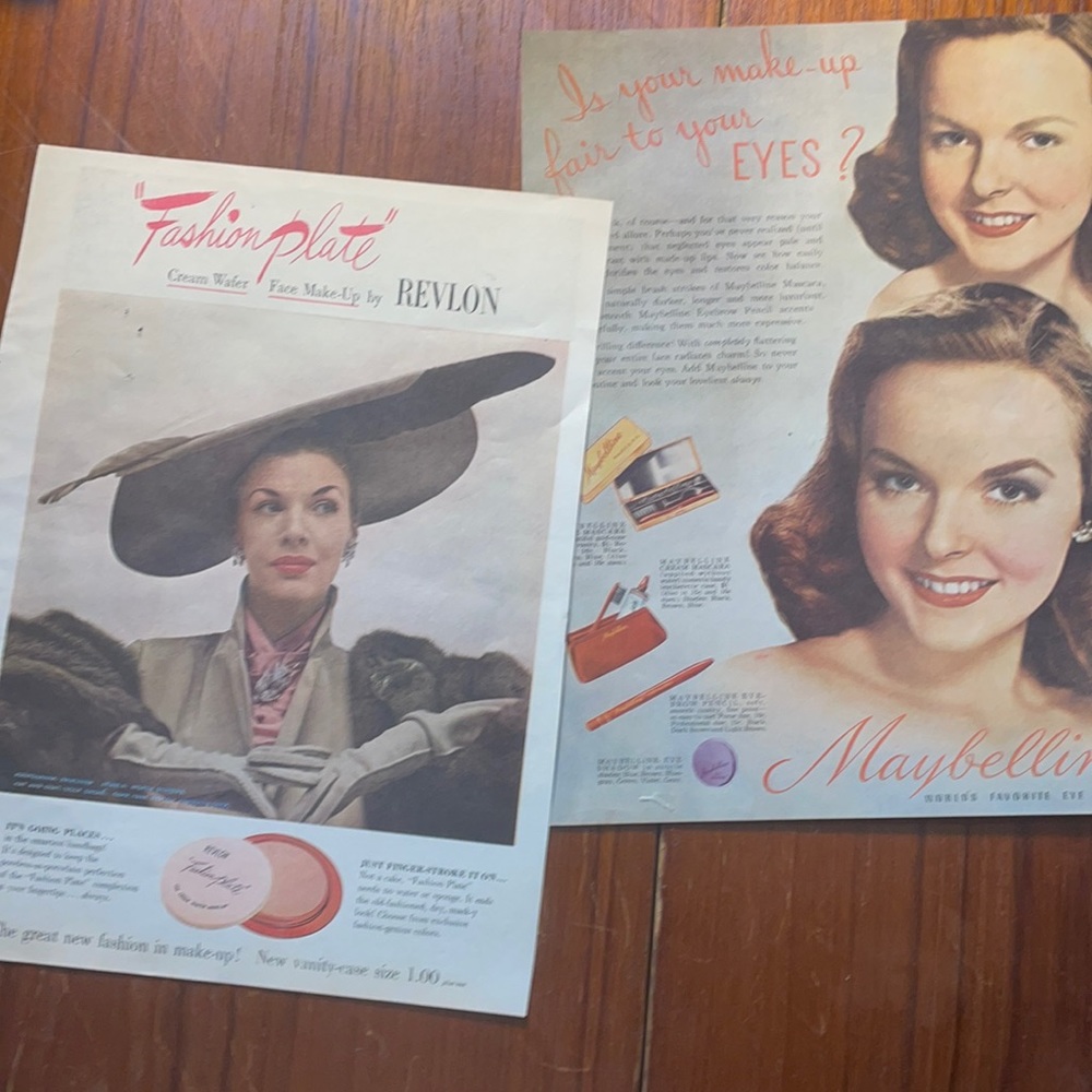 Vintage 1940s Revlon & Maybelline Advertisements